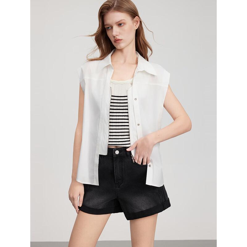 ELLE White Workwear Faux Two-Piece Sleeveless Shirt M