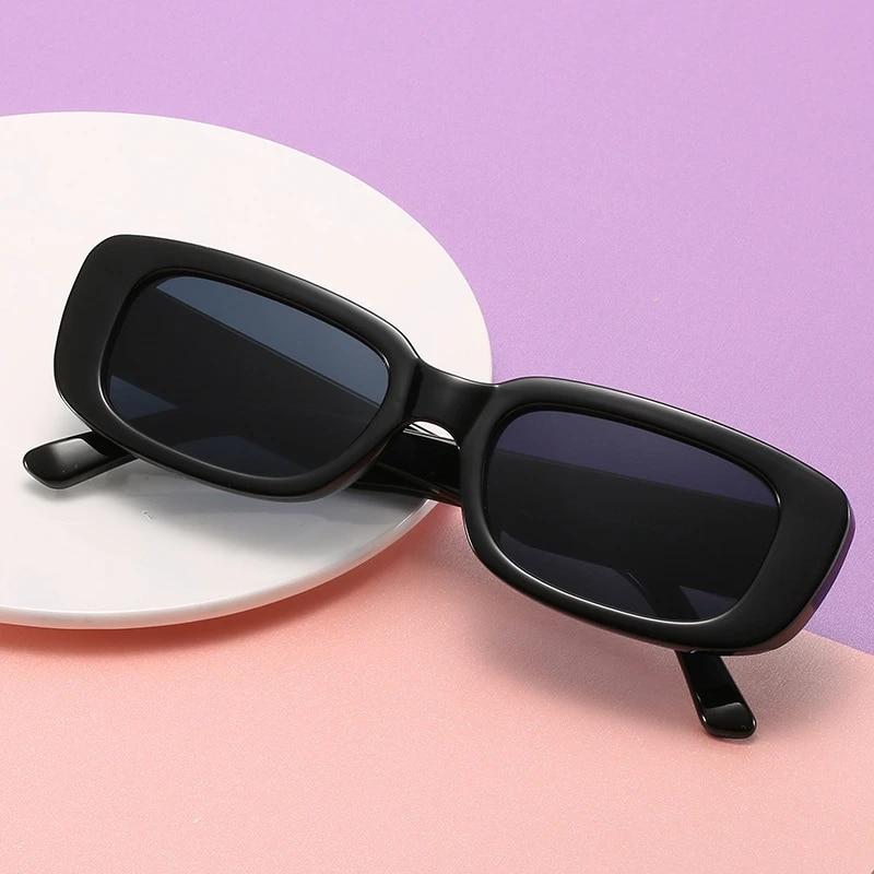 Vintage Black Square Sunglasses Woman Luxury  Small Rectangle Sun Glasses Female Gradient Clear Mirror Oculos De Sol