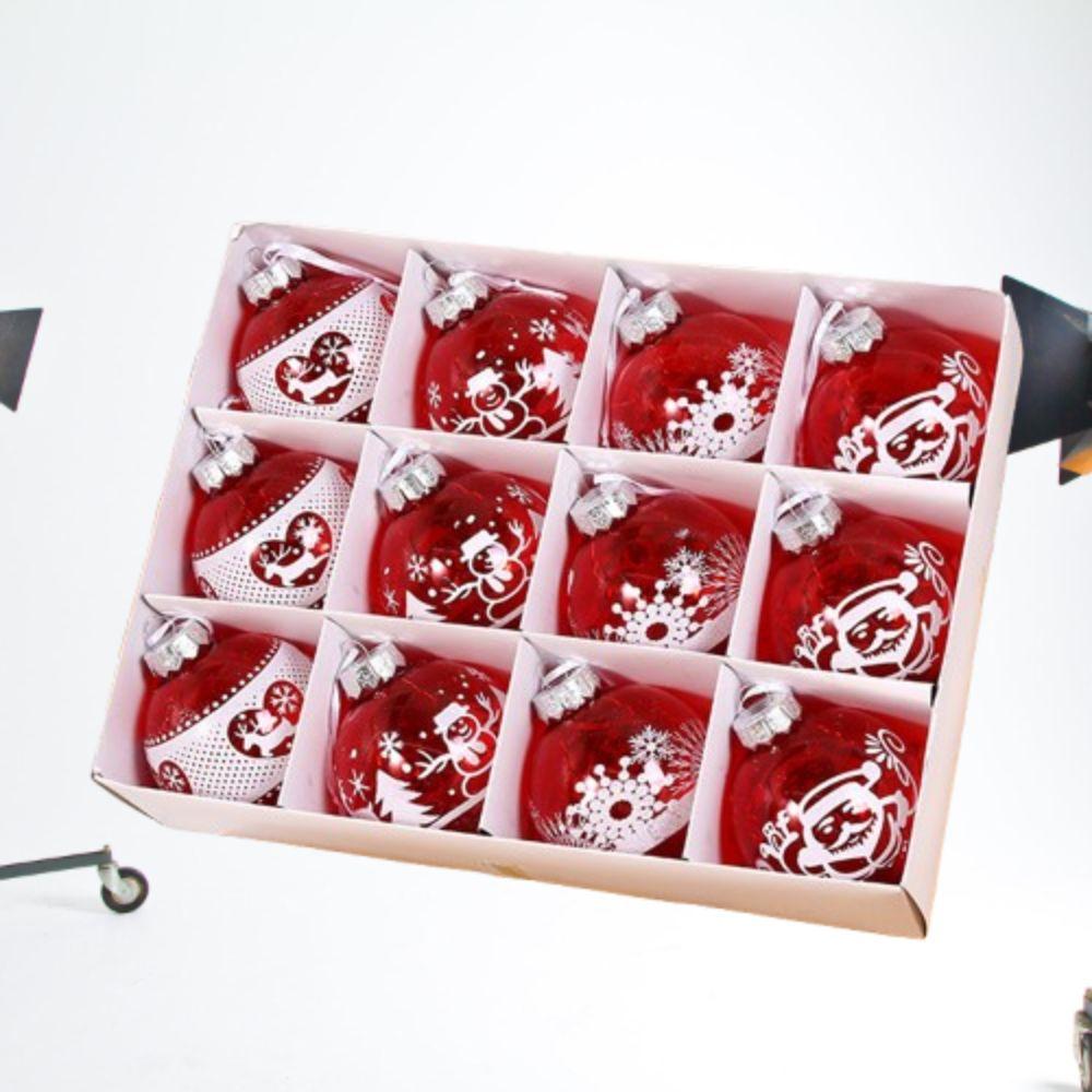 12PCS 8cm Electroplated Christmas Hanging Balls Shatterproof Xmas Tree Pendants  Party Favors