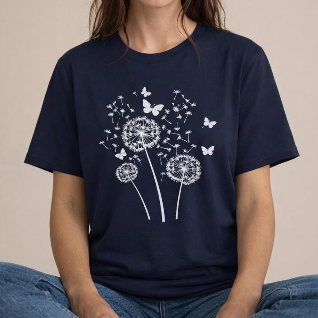 White Dandelions in the Wind T-shirt | Summer, Floral Tee, Flower, Gift for Her