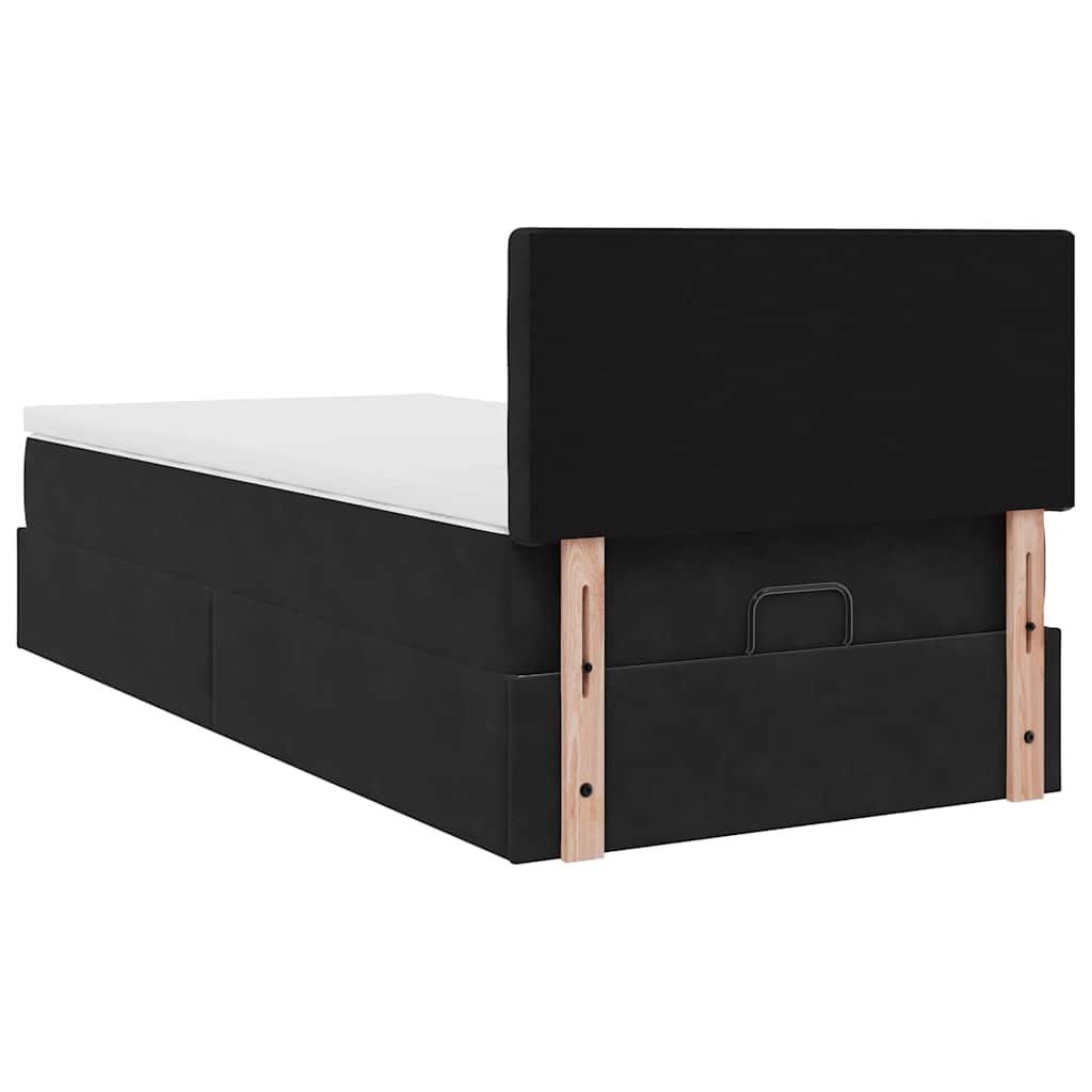 Ottoman Bed with Mattress Black 80x200 cm Velvet