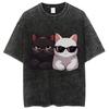 T-shirt da Donna Unisex Stampa Grafica Gatto Cartone Animato Bianco e Nero Cotone Morbido Manica Corta Estate Top Carino