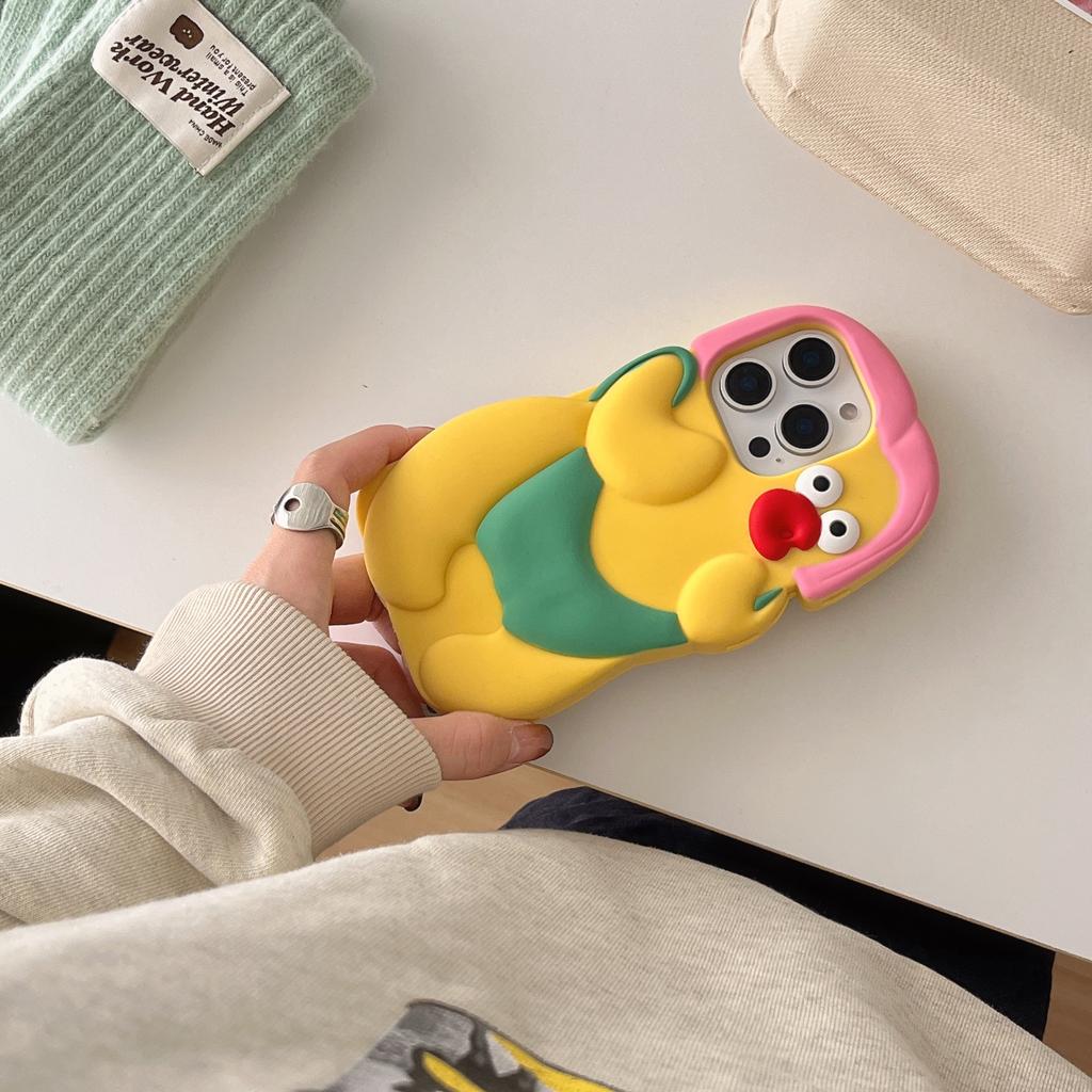 For iPhone 16 Pro Max Silicone Case Cute Chicken Design Shockproof Phone Back Cover