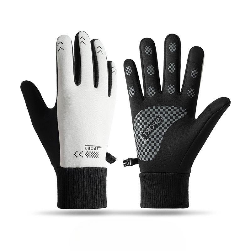 Autumn and Winter Warm Gloves for Women Outdoor Riding and Driving Anti Slip Men's Touch Screen Plus Velvet Windproof Waterproof Cold Proof Gloves