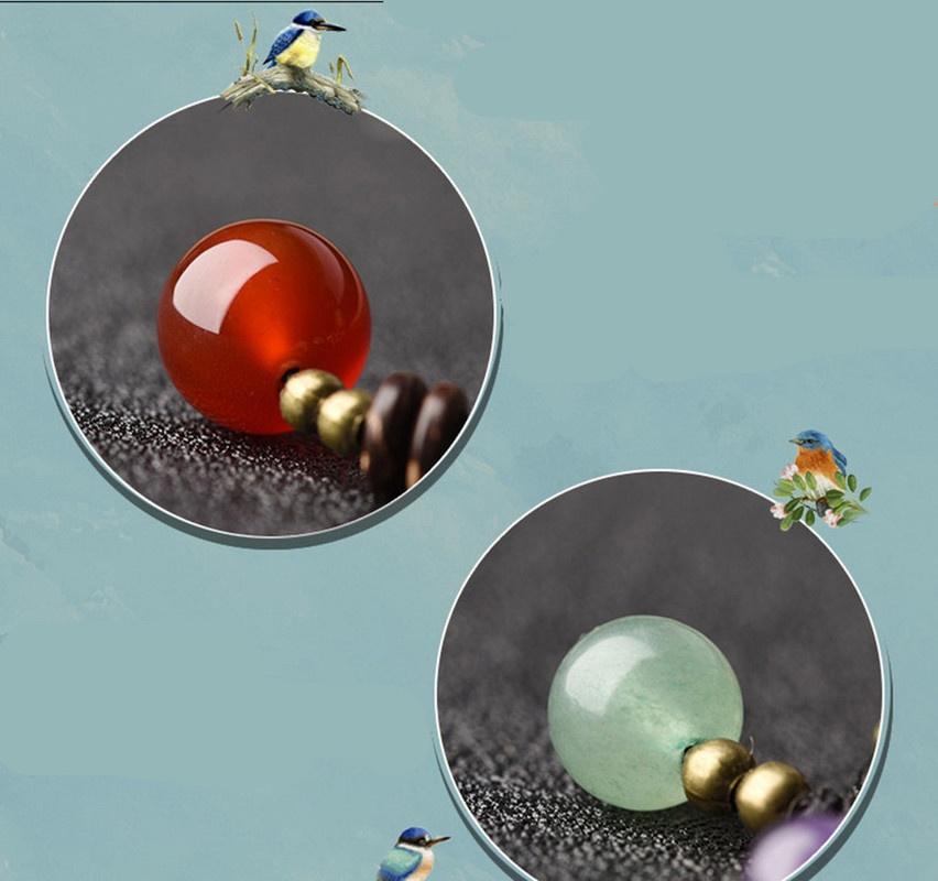 Bronze Flower Long Necklace Square Wood Vintage Necklace Aventurine Crystal Ethnic Handmade Sweater