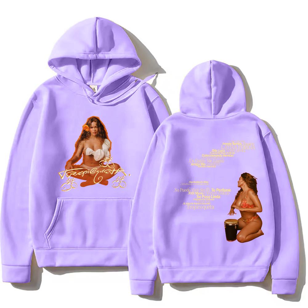 2025 Women's Multicolor Hoodies Karol G Tropicoqueta Tracklist Pullovers Hip Hop Long Sleeve Streetwear Unisex Y2K Clothes Tops