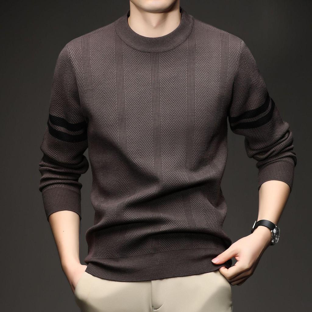 Men's Trendy Thick Jacquard Knit Sweater - Warm, Anti-Pilling, Light Luxury for Autumn/Winter