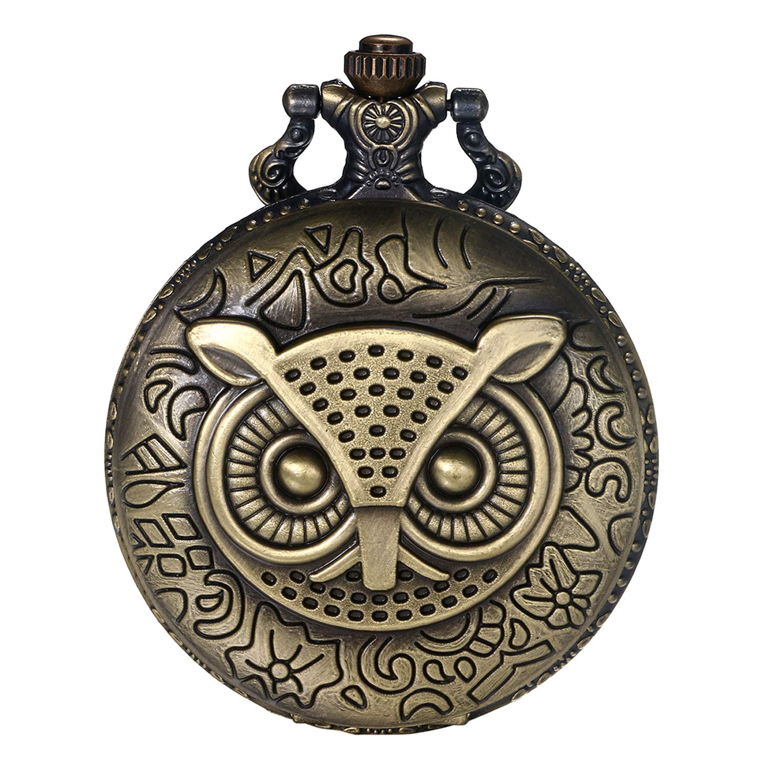 JEWELRYWE Owl Pocket Watch, Retro Antique Style Analog Pendant Watch, Alloy, Perfect Gift for Coming-of-Age Day, Birthday, Anniversary, Christmas