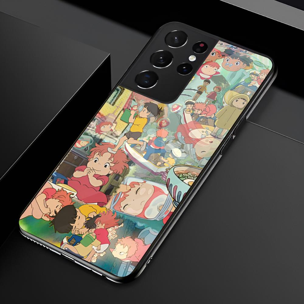 Cartoon P-Ponyo Phone Case For Samsung S25 S24 Ultra 23 Fe 22 Plus Galaxy A54 A55 A16 A13 A24 A15 A25 Glass Cover