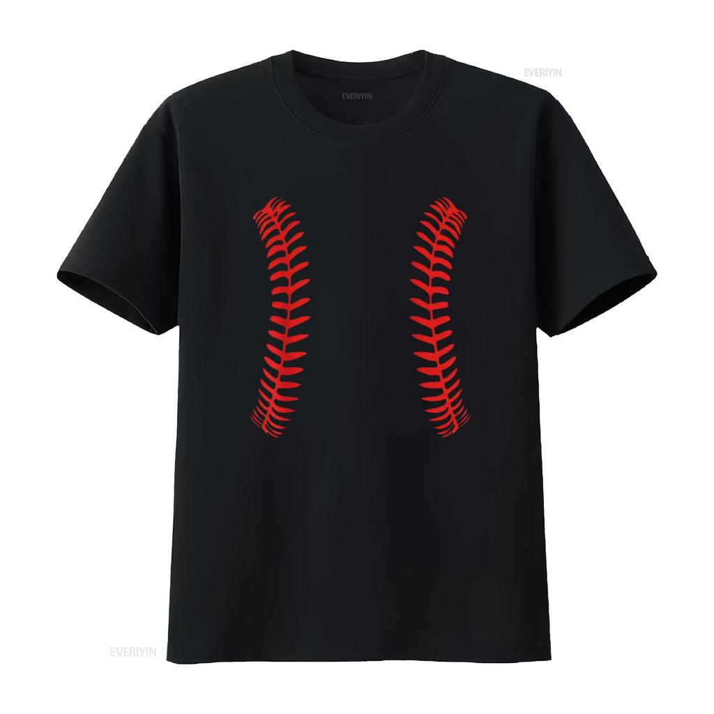 Womens Baseball Stitches T Shirt Ball Double Softball vintage Washed streetwear Slightly homme Breathable Unisex graphic Soft