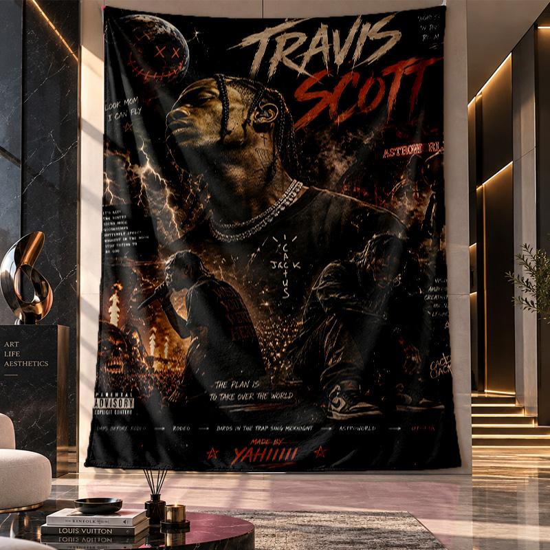 Wall Hanging Tapestry,Travis Scott Printed Fabric Backdrop For Dorm Room Party Decoration