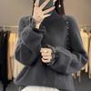 Maglione interno da donna, a collo alto e a mezza maglia, con fondo lavorato a maglia, per autunno e inverno