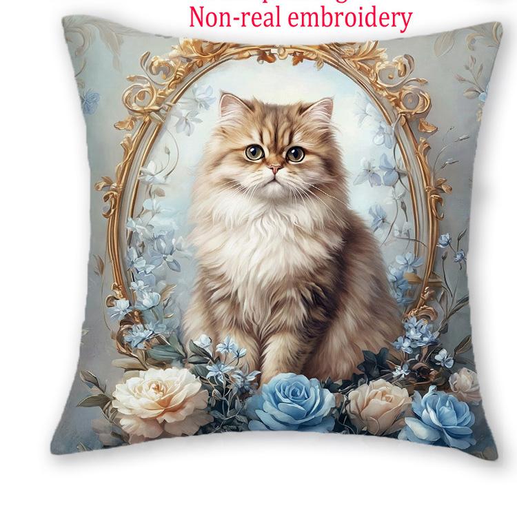 

1/4pcs Vintage Victorian Animal Throw Pillow Covers Fox Owl Cat Rabbit Floral Decorative Cushion Cases for Home Sofa Bedroom 45x45cm-1pcs