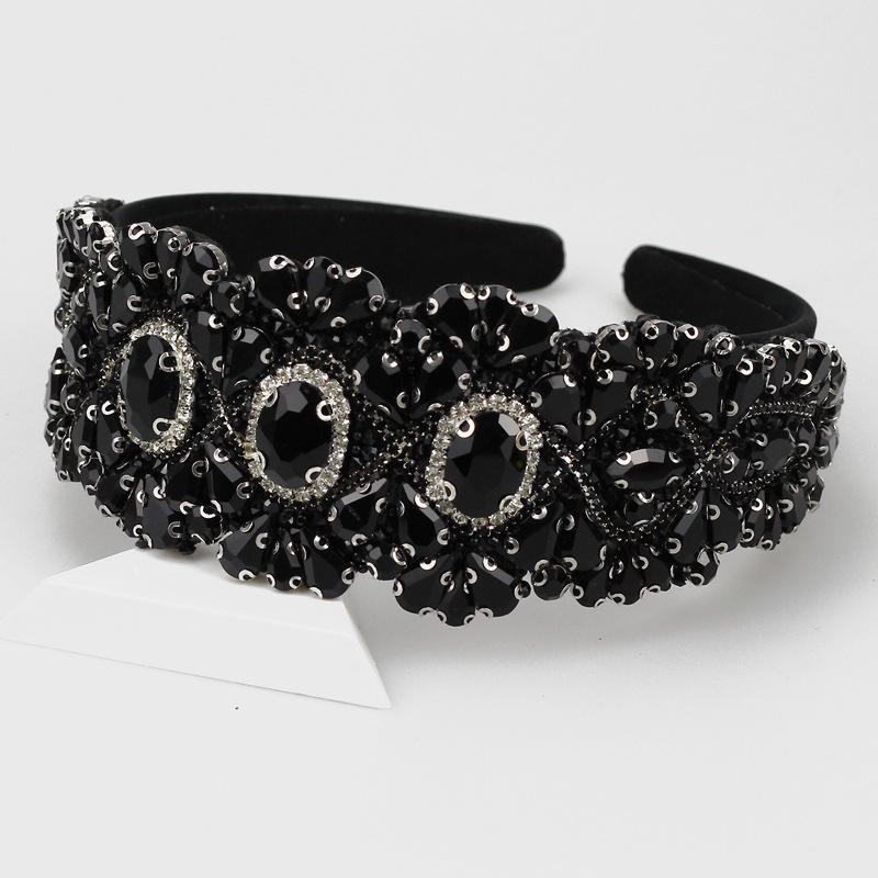 Fashion New Headband Wide Edge Black Color Full Diamond Headband Cross-border High-end Banquet Temperament Hair Accessories 2026