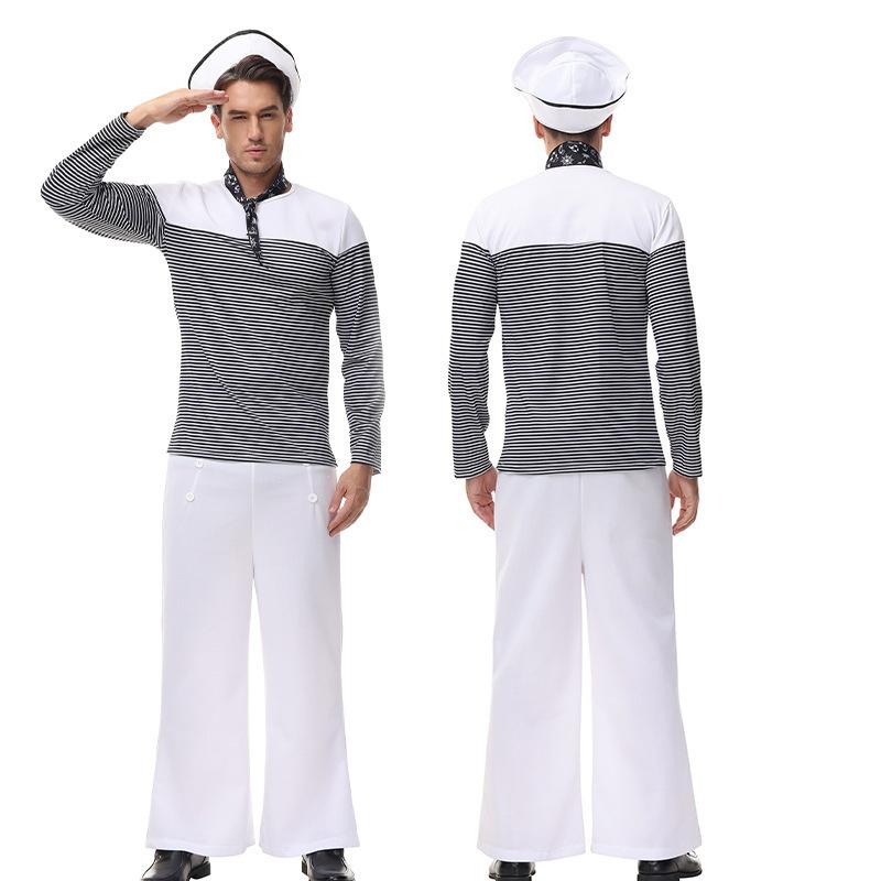 Halloween Navy Sailor Suit Cosplay White Uniform Couple Stage Performance Costume