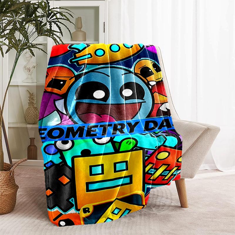 1pc Blanket Geometry Dash5 Print Design, Lightweight Blanket for Sofa, Bed- Soft &Warm, Gift for All Seasons like Christmas, Halloween