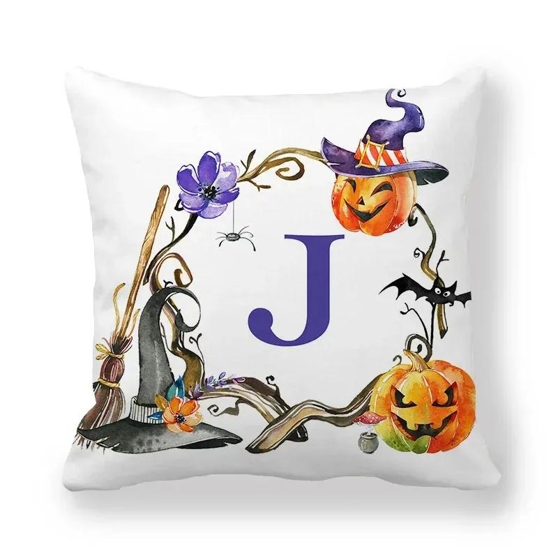 

Декоративные наволочки на Хэллоуин с 26 буквами, наволочки с тыквами, подходящие для украшения дома, гостиной, дивана, спальни 40x40cm