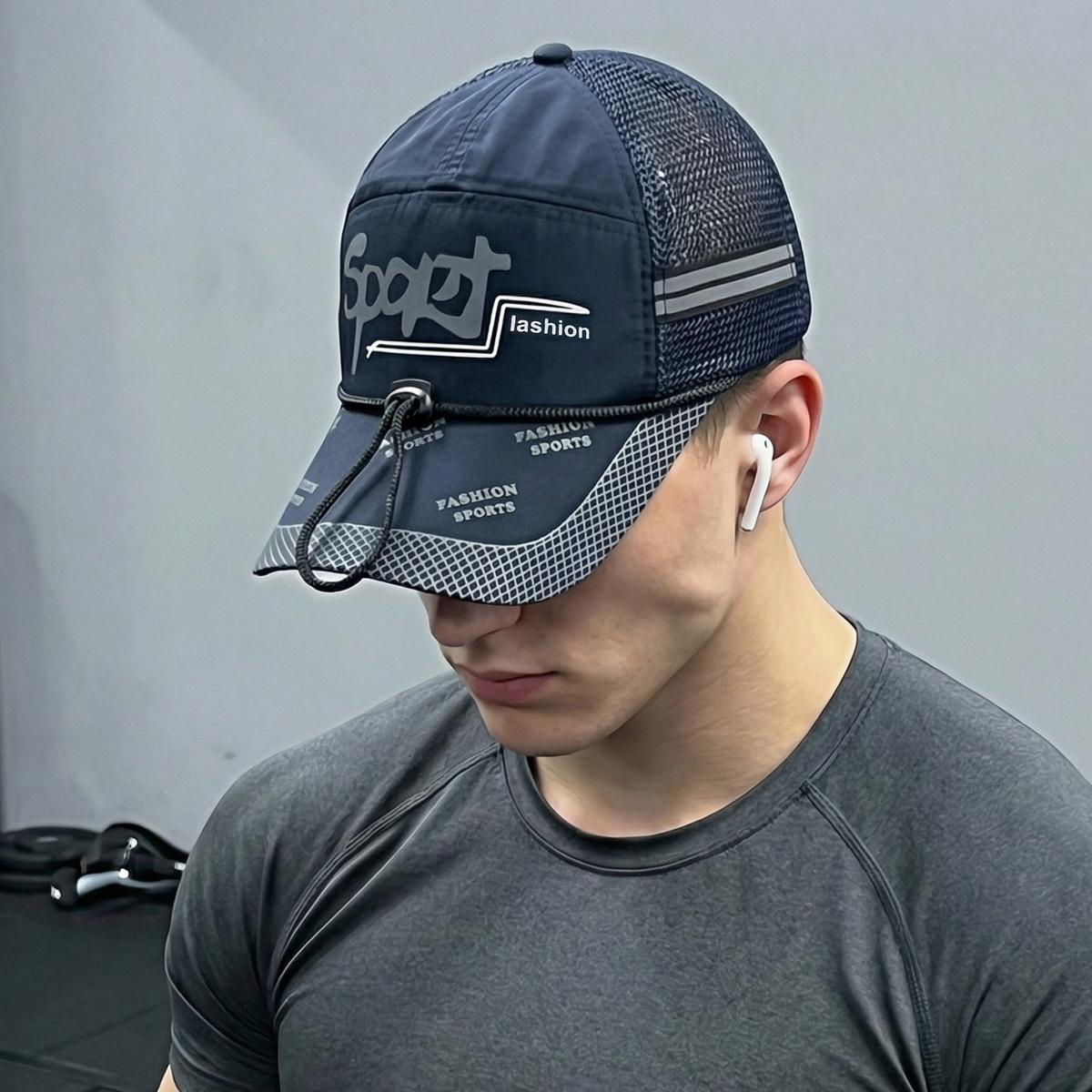 

Casual Versatile Baseball Cap Spring and Summer Outdoor Sun Protection Breathable Fishing Duckbill Cap round Top Big Brim Hat 56-60 темно-синий
