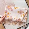 Autumn and Winter Scarf Floral Print Imitation Cashmere Scarf Women's Scarf High End Elegant Lady Style Fringed Shawl