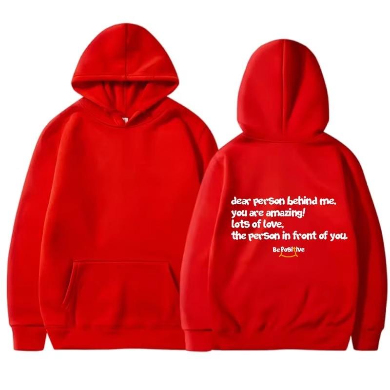 DEAR PERSON BEHIND ME Women's Fleece Hoodie with Lettering Slogan Print Kangaroo Pocket Drawstring Print Hoodie Oversize