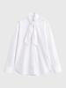 Spring 2026 European & American Style Stand Collar Striped Poplin Shirt with Scarf
