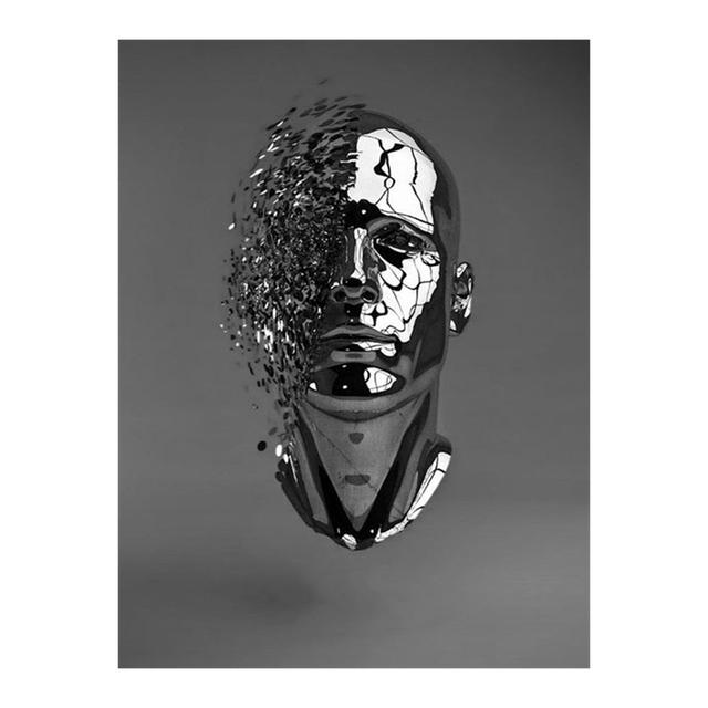 Metal Figure Statue Posters Print Modern Lovers Sculpture Canvas Painting Wall Art Wall Pictures for Room Home Decoration No Frame