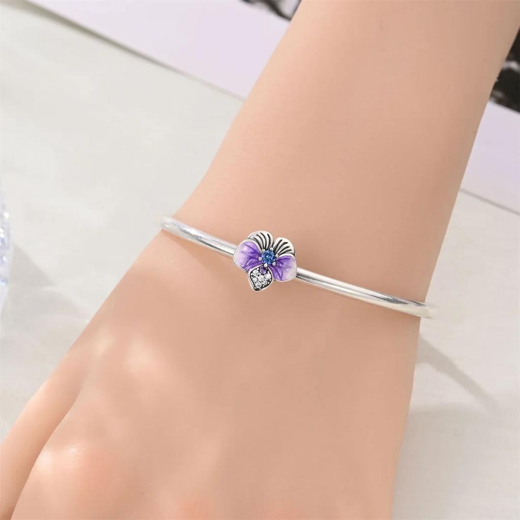 Purple Flowers Copper Iris Charms Heartsease Hydrangea Earrings Beads For Necklace Diy Bracelets Present Jewellery