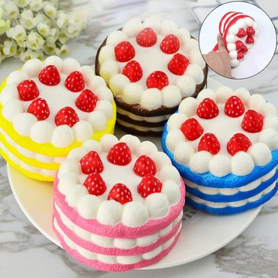 Kawaii Cake Slow Rising Stress Relief Squeeze Toys For Kids Pu Soft Decompression Toy Simulated Food Cake Squeeze Toy