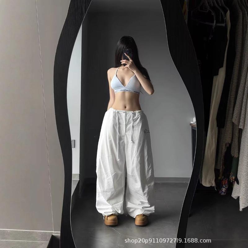 Overalls floor pants summer new retro paratrooper pants loose high waist wide leg dancing pants