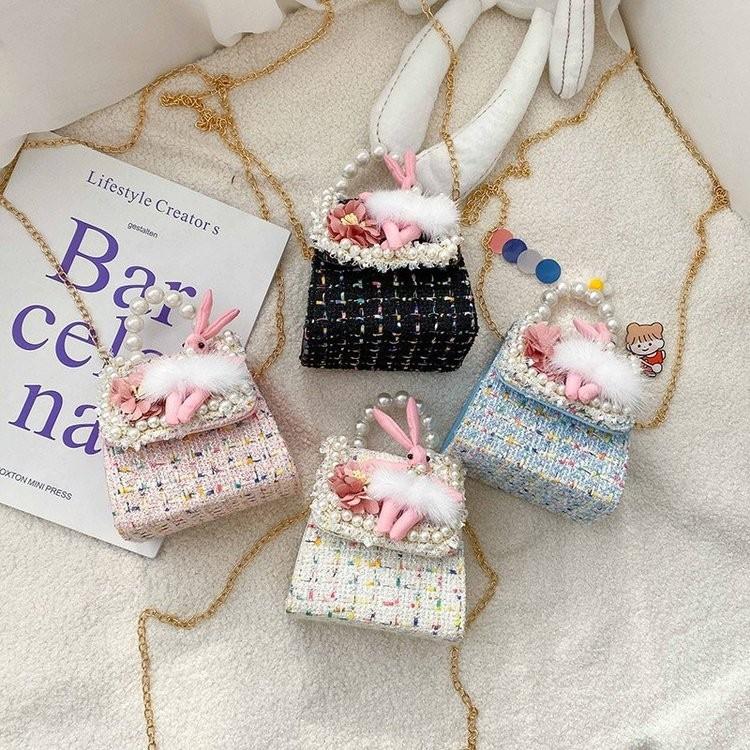 Girl Kid Princess Style Pearl Handheld Bag With Animal Pattern For Daily Use
