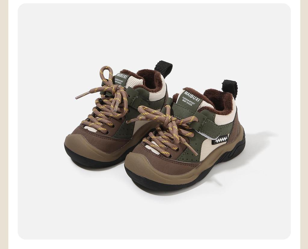 Children's Fleece-Lined Winter Shoes: Non-Slip, Soft Sole, Color-Block Sports and Casual Styles for Boys and Girls
