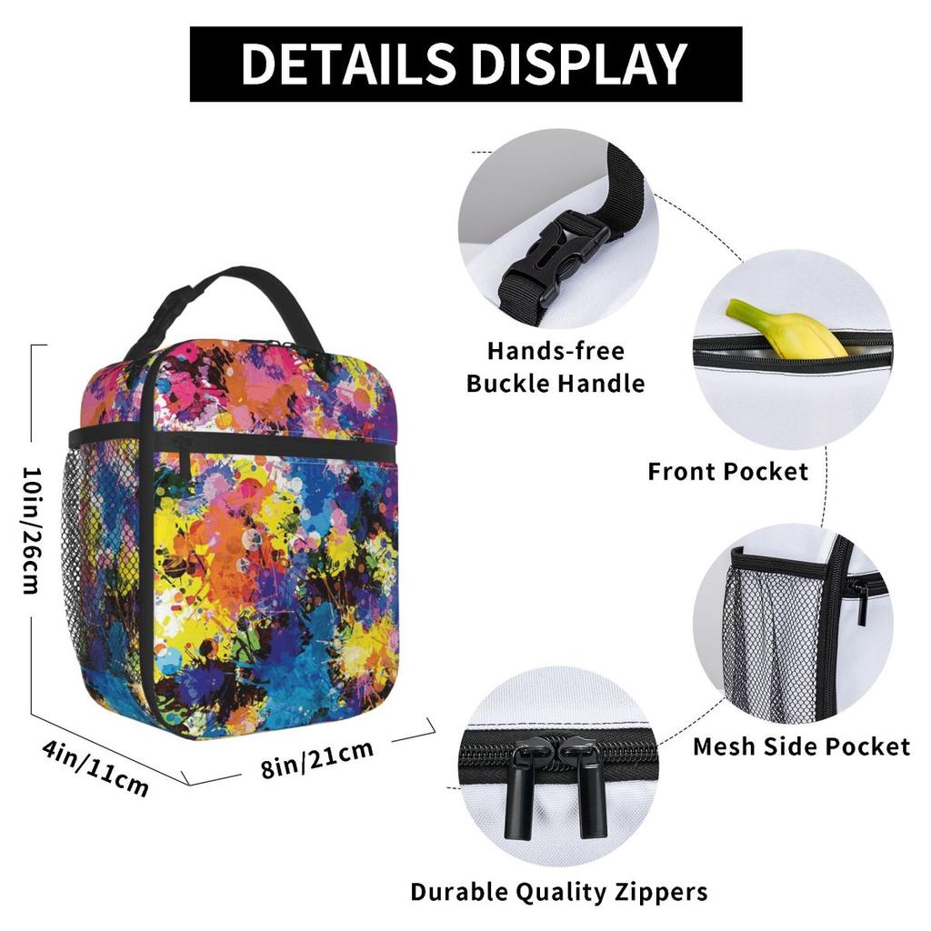 Colorful Graffiti Splashing Insulated Lunch Bag for Kids School Cooler Thermal Food Box Tote Leakproof Lunch Boxes Container