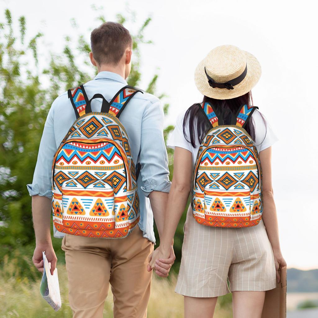Traditioneller Ethnischer Stammes-Rucksack für Männer Frauen Teenager High School Tagesrucksack Buntes Muster Laptop Computer Leinwandtaschen