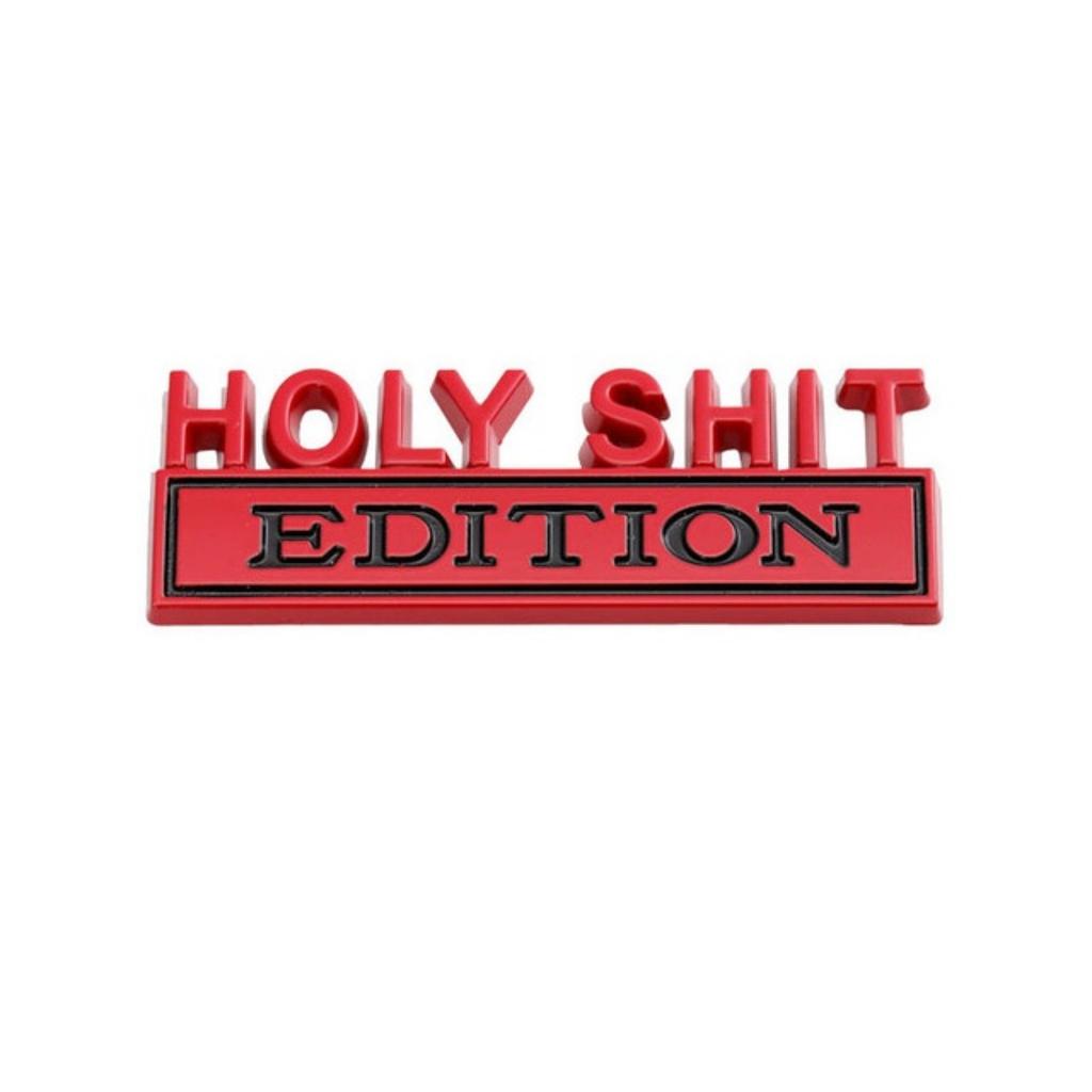 1Pc 3D Metal Holy Shit Edition Logo Car Front Grille Badge Side Fender Rear Trunk Emblem Sticker Decal