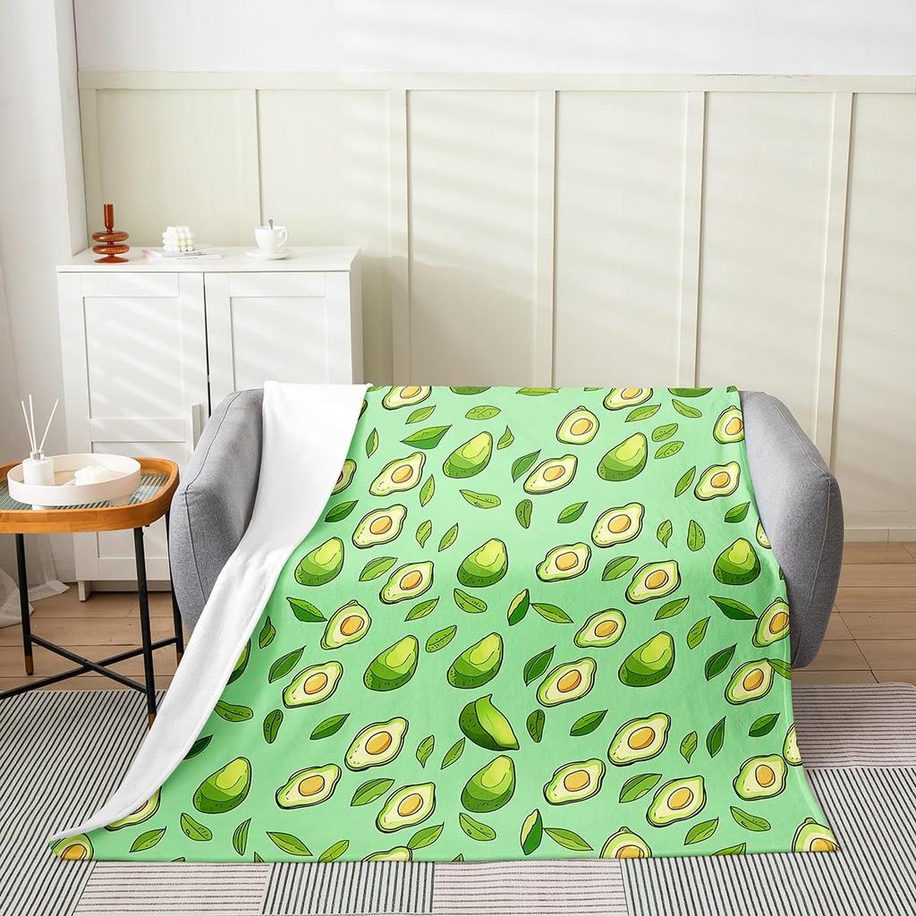 Avocado-Kuscheldecke, Weiche leichte Flanelldecken für Bett, Couch, Sofa, Ganzjahres-Warme Gemütliche Flauschige Plüsch-Mikrofaserdecke