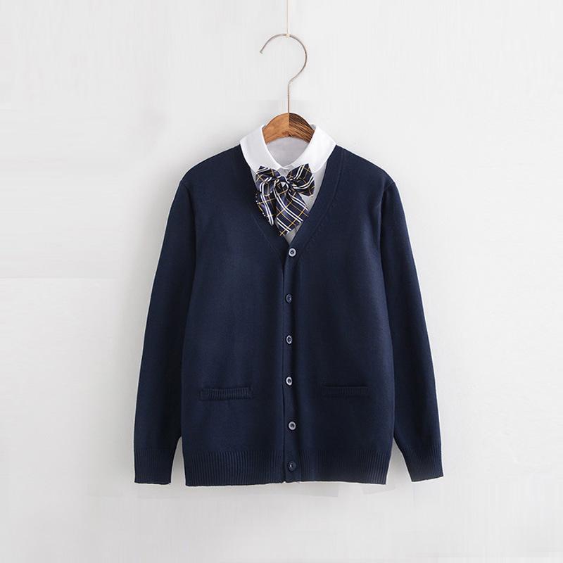 Unisex Japanese College-Style Knitted Cardigan Sweater for Students