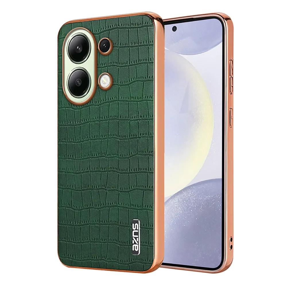 Leather Case Plating Bumper Full Shockproof Cover for Redmi Note 13 Pro 4G 13Pro Poco M6 Pro 4G Case PU Leather+TPU Phone Case