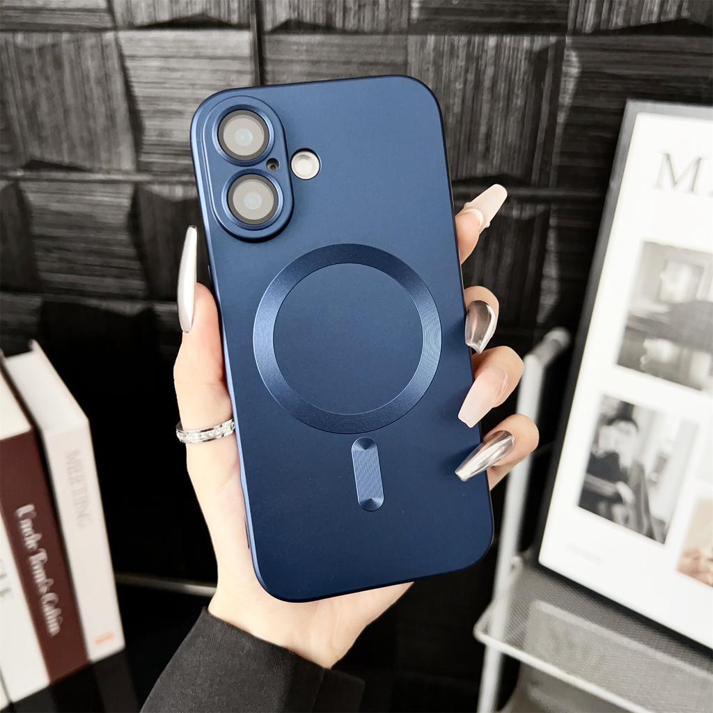 Luxury Metal Matte Magnetic Wireless Charge For Magsafe Cases for iPhone 16 15 14 13 12 11 Plus Pro ProMax Soft Cover