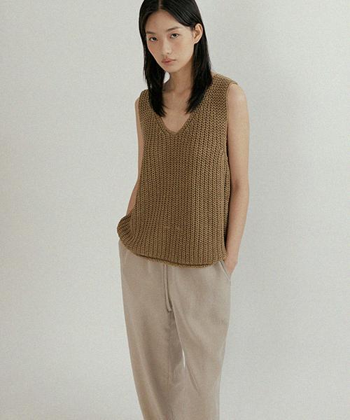 Lingseoul Tencel Blended Band Pants-Light Khaki