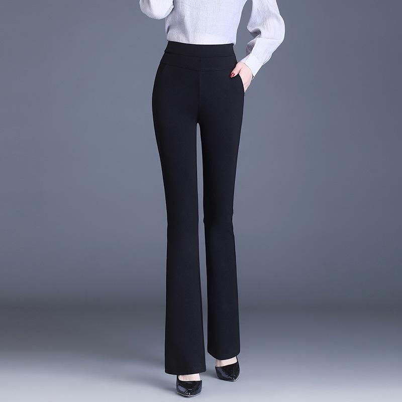 

Женские брюки микро-клеш с высокой талией для весны и осени — Приталенные, широкие, повседневные брюки длиной девять точек Large