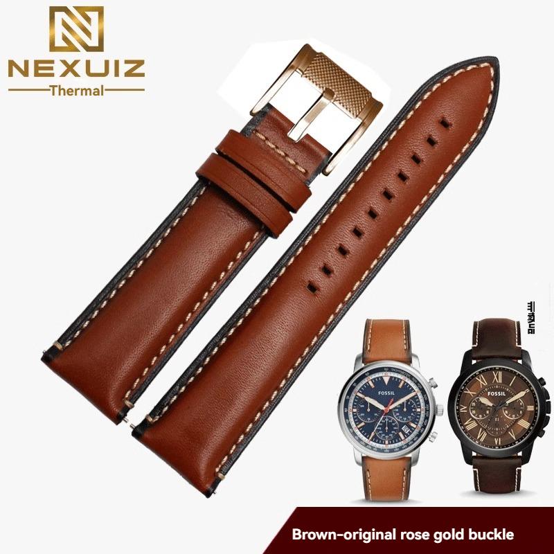 For Fossil Cowhide Leather Strap Men Black Blue Wristband Q Smart FTW1114 ME3110 FS5436 Quick Release Watchband 20mm 22mm 24mm