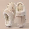 Autumn and winter plush cotton slippers indoor home soft bottom non-slip warm couple plush lace cotton slippers