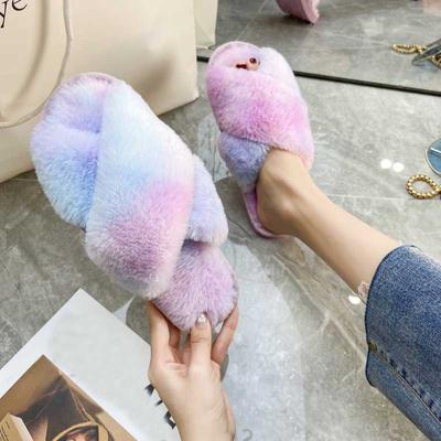 Faux Fur Home Slippers Fluffy Women Shoes Slides Comfort Furry Flat Sandals Female Cute Indoor Slippers for Woman  Flops2020