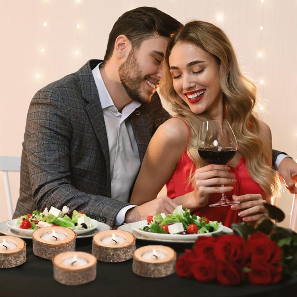 D5 6Pack Tea Light Candle Holders, Christmas Personalized Wooden Votive Tealight Holder for Table, Various Festivals Decoration