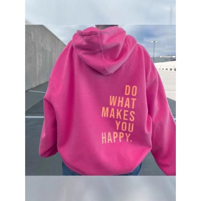 Womens Hooded Sweatshirt Streetwear Loose Fit Long Sleeve Printed Pullover Casual Top