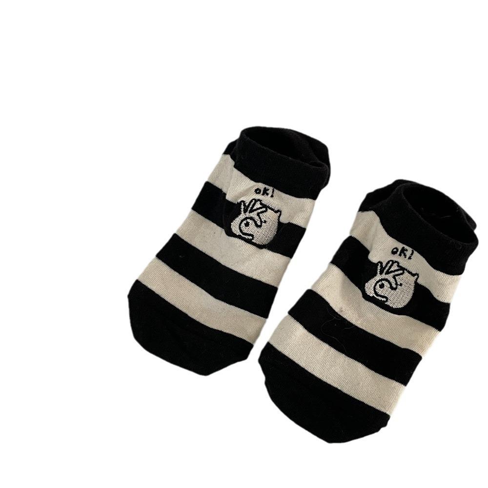 Puppy Embroidered Boat Socks, Summer Breathable Socks, Preppy Casual Cotton Socks