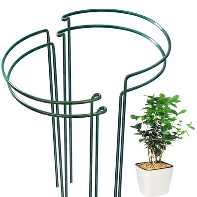 6pcs Garden Plant Support Stakes Half Round Metal Ring Cage for Vegetable Growing Plant Climbing Frame Flower Stand Fixing Tools