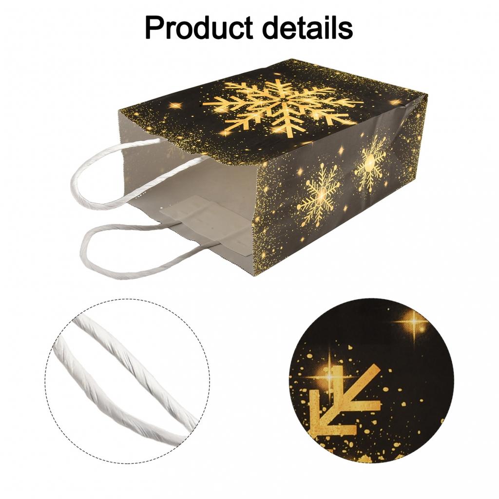 Set of 12 Elegant Reusable Kraft Paper Bags for Your Holiday S and Treats