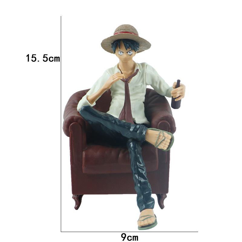 15cm OP Monkey D Luffy Action Figure Anime Luffy with sofa PVC Figurine Collectible Model Toys
