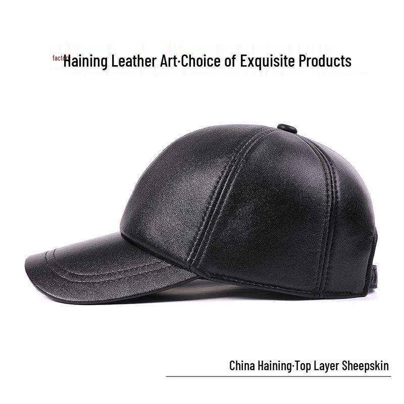 Men's Sheepskin Duckbill Cap - Adjustable Sun Protection for Large Heads, Perfect for Spring and Summer Outdoor Wear